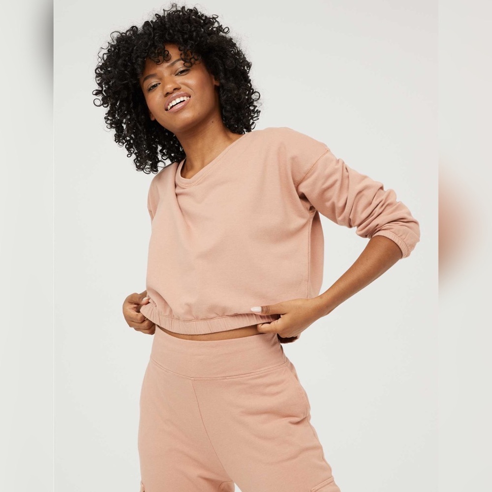 Aerie V-Neck Cropped Sweatshirt